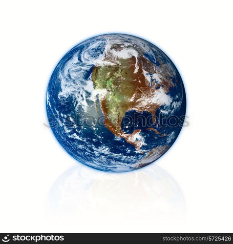 3d Earth planet on white background. Prototype from nasa web site.