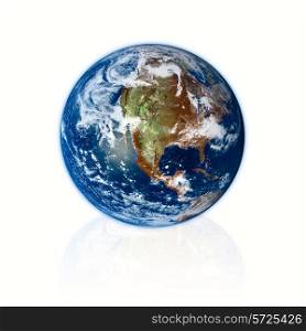 3d Earth planet on white background. Prototype from nasa web site.