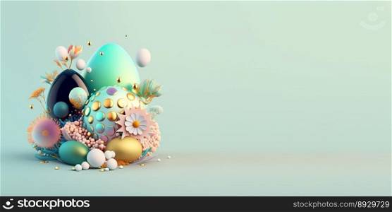 3D Easter Eggs and Flowers with a Fairy Tale Theme