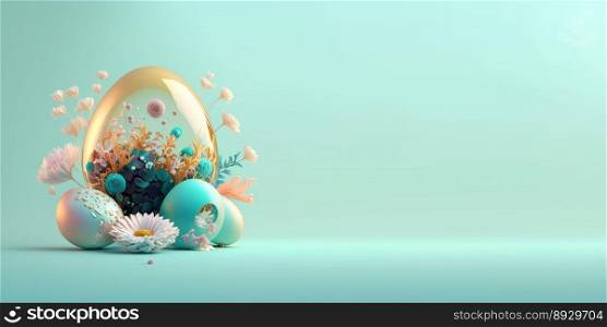 3D Easter Eggs and Flowers with a Fantasy Theme