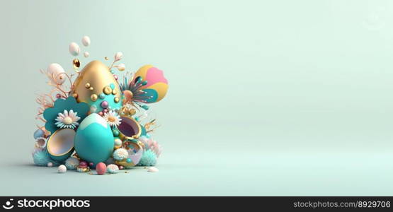 3D Easter Eggs and Flowers with a Fantasy Theme
