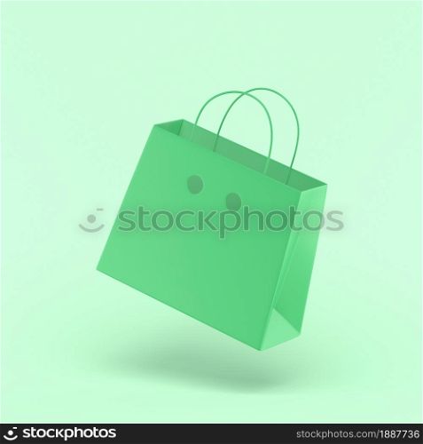 3d eco bag simple icon 3d illustration on green pastel abstract background. minimal concept. 3d rendering