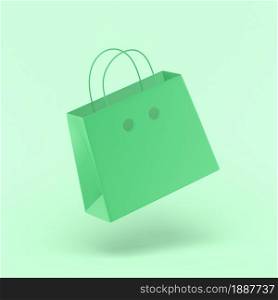 3d eco bag simple icon 3d illustration on green pastel abstract background. minimal concept. 3d rendering