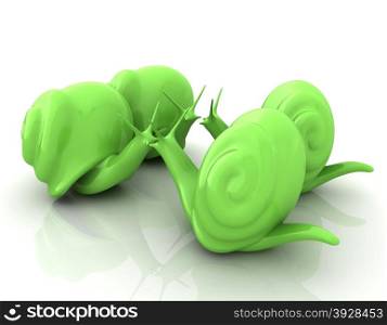 3d fantasy animals, snails on white background