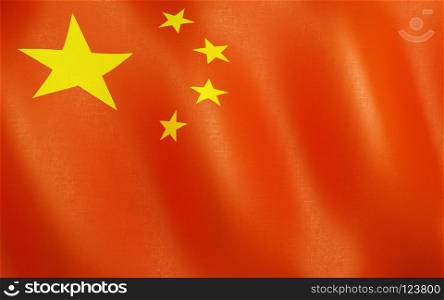 3D Flag of China.. 3D illustration. Flag of China waving in the wind.