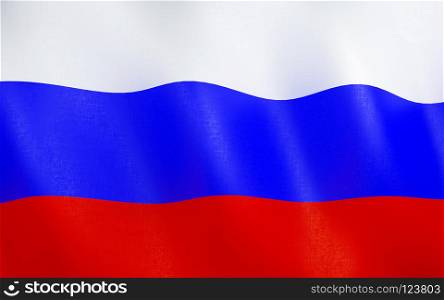 3D Flag of Russia.. 3D illustration. Flag of Russia waving in the wind.