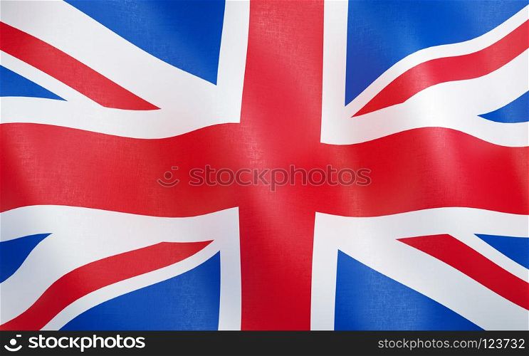 3D Flag of United Kingdom.. 3D illustration. Flag of United Kingdom waving in the wind.