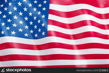 3D Flag of United States of America.. 3D illustration. Flag of United States of America waving in the wind.