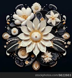 3d Floral art ethnic Mandala mindfulness with floral patterns. Indian symbol style. Ai generated