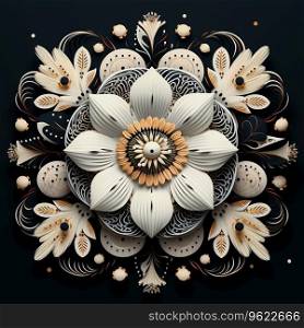 3d Floral art ethnic Mandala mindfulness with floral patterns. Indian symbol style. Ai generated