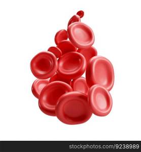 3d flow red blood cells iron platelets in form of drop. Realistic erythrocyte medical analysis illustration on white background with clipping path.. 3d flow red blood cells iron platelets in form of drop. Realistic erythrocyte medical analysis illustration on white background with clipping path