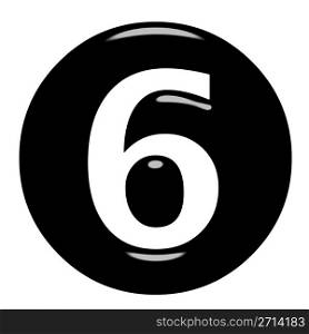 3d framed number 6 isolated in white