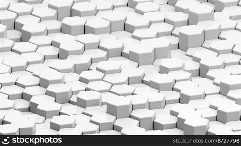 3D Futuristic honeycomb mosaic white background. Realistic geometric mesh cells texture. Abstract white vector wallpaper with hexagon grid.. 3d illustration