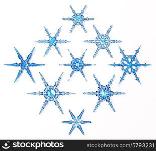 3d generated ice snowflakes set