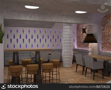 3D generated image of piblic interior design