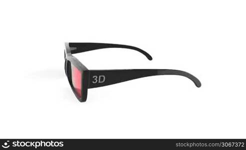 3D glasses rotates on white background