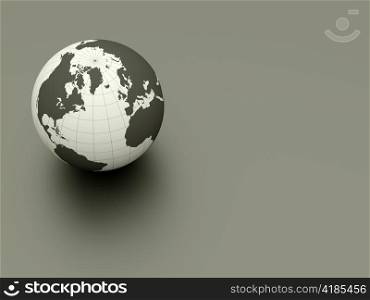 3d glossy earth on grey ground