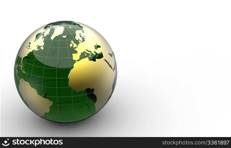 3d glossy globe on a white background