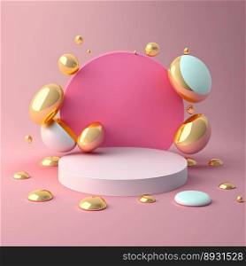 3D Glossy Podium with Easter Egg Decor for Product Showcase