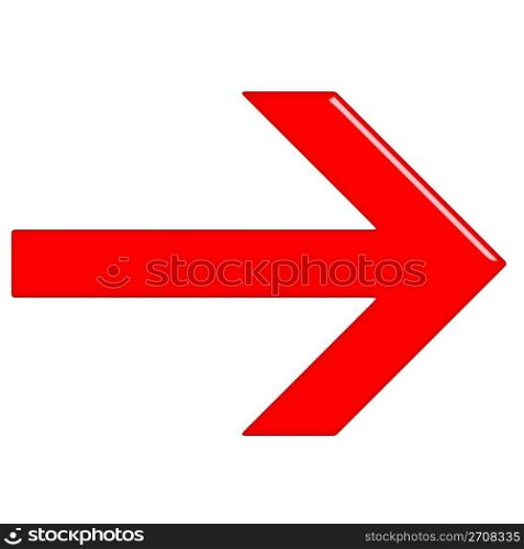 3d glossy red arrow isolated in white
