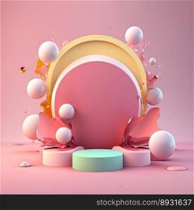 3D Glossy Stage with Easter Egg Decor