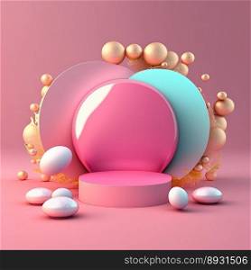 3D Glossy Stage with Easter Egg Decor for Product Showcase