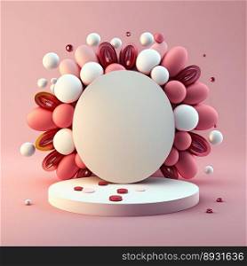 3D Glossy Stage with Easter Eggs Decoration for Product Display