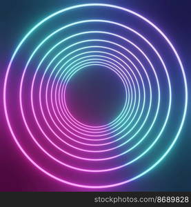 3d glowing magic circle frame. Glowing neon fire wave.