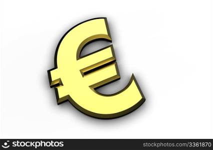 3d golden Euro symbol isolated on a white background