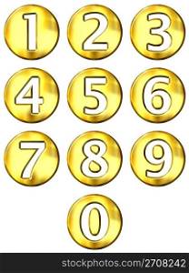 3d golden framed numbers isolated in white