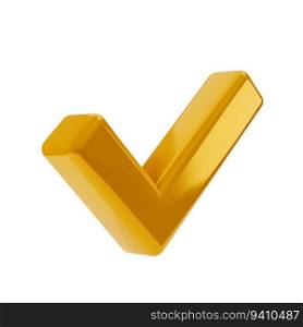 3d golden icon of check mark illustration. gold tick in isometric view. Element with isolated clipping path.. 3d golden icon of check mark illustration. gold tick in isometric view. Element with isolated clipping path