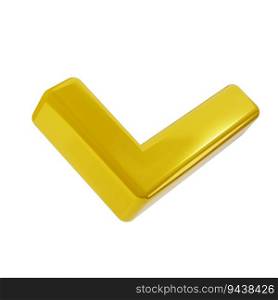 3d golden icon of check mark illustration. gold tick in isometric view. Element with isolated clipping path.. 3d golden icon of check mark illustration. gold tick in isometric view. Element with isolated clipping path