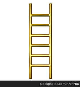 3d golden ladder isolated in white