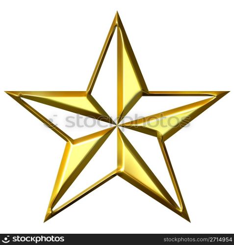 3d golden star isolated in white