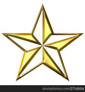 3d golden star isolated in white