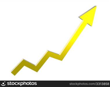 3d graph with positive growth pointing upwards