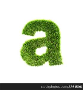 3d grass letter isolated on white background - a