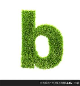 3d grass letter isolated on white background - b