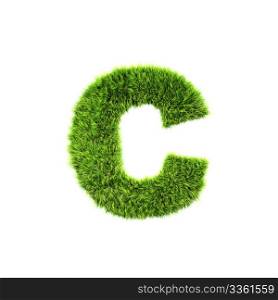 3d grass letter isolated on white background - c