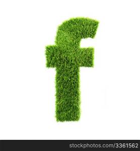 3d grass letter isolated on white background - f
