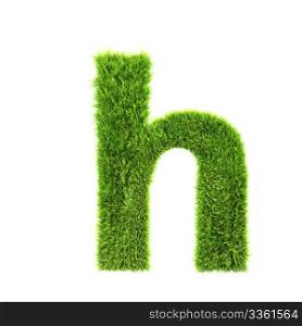 3d grass letter isolated on white background - h