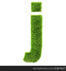 3d grass letter isolated on white background - j