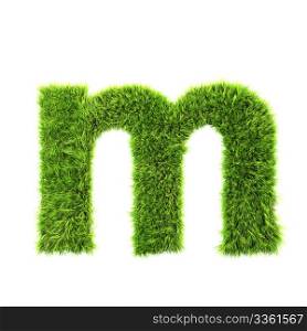 3d grass letter isolated on white background - m