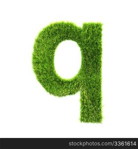 3d grass letter isolated on white background - q