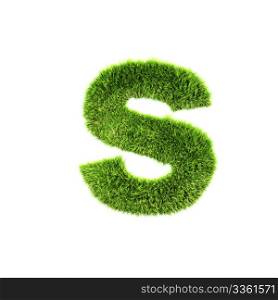 3d grass letter isolated on white background - s