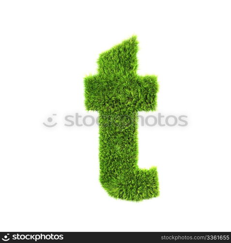 3d grass letter isolated on white background - t