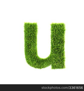 3d grass letter isolated on white background - u