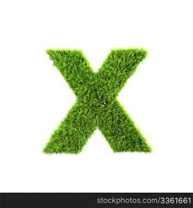 3d grass letter isolated on white background - x