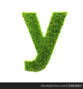 3d grass letter isolated on white background - y