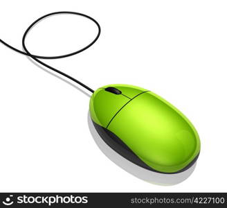 3D green computer mouse isolated on white. computer mouse